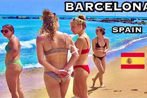 Beach Walking - Barcelona Spain - Barceloneta Beach - 2022 - 4K Ultra HD