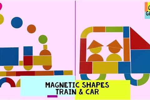 Magnetic Shapes Train and Car - Imagination Magnets Educational Toys - Fun Shapes and Colors