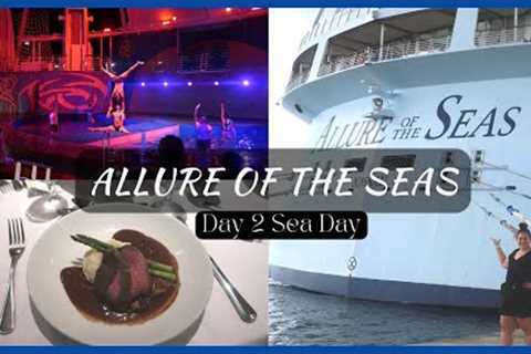 Allure of the Seas Day 2 Sea Day/Johnny Rockets/Beef Tenderloin/Aqua Show