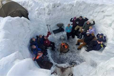 I Took 14 Beginners Winter Camping in a Snow Storm - 9ft/3m Deep Snow Shelter