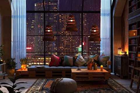 New York Apartment | Rain on Window | Cozy Reading Nook Ambience
