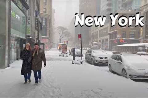 NYC Snowfall Walking Tour - Walk Through New York City 4k Snow - Manhattan Snow Storm