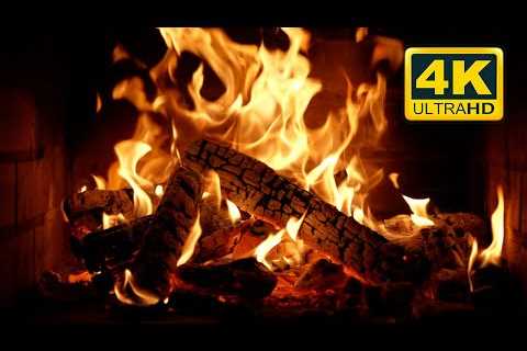 Fireplace at Night 🔥 Fireplace 4K (12 HOURS). Fireplace video with Burning Logs & Fire Sounds