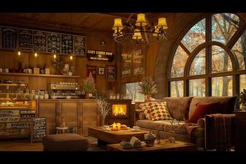 4K Autumn Jazz with Cozy Coffee Shop Ambience 🍁 Relaxing Jazz Music for Study, Work and Sleep