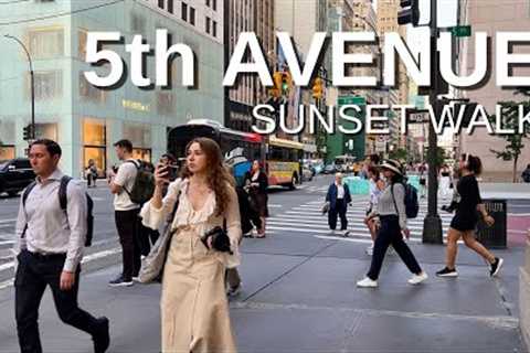 NEW YORK CITY Walking Tour [4K] - 5ht AVENUE - Sunset Walk