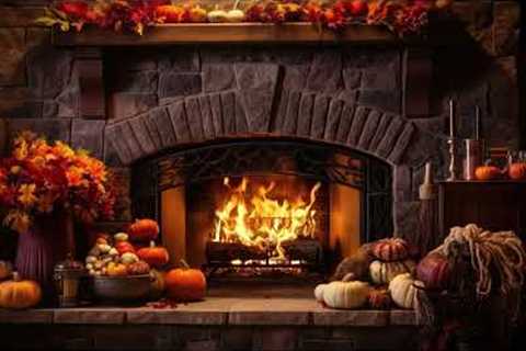 Cozy Fall Fireplace With Crackling Fireplace Sounds & Pumpkin Harvest | Autumn Fireplace..