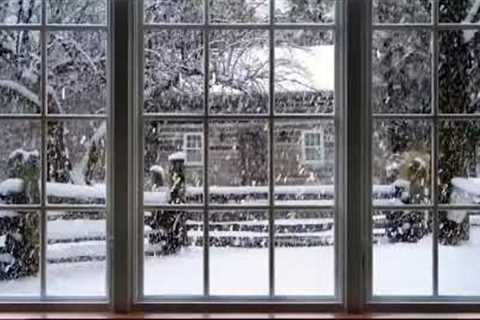 Winter Window Snow Scene Snow and Fireplace