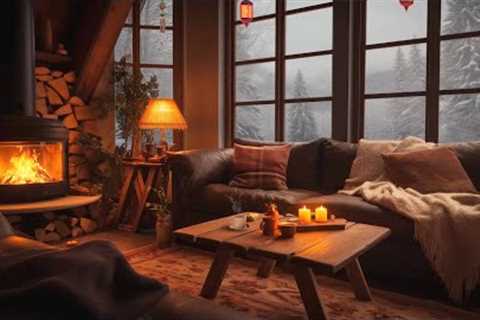 Winter Cabin Ambience under Snowstorm❄🌨Snow, Blizzard & Howling Wind