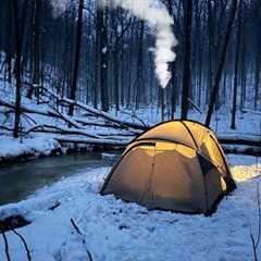 Hot Tent Camping in Freezing Rain |  Snowy Valley by a Stream